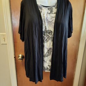 Lane Bryant tank jacket combo, 3xl, black, white and purple.
